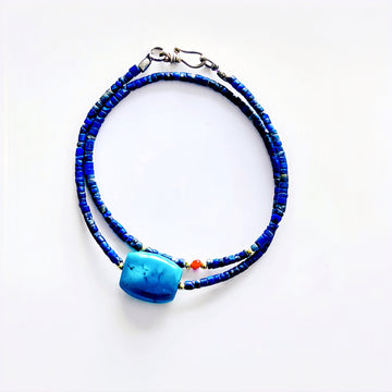 Lazurite Turquoise Double Circle Bracelet