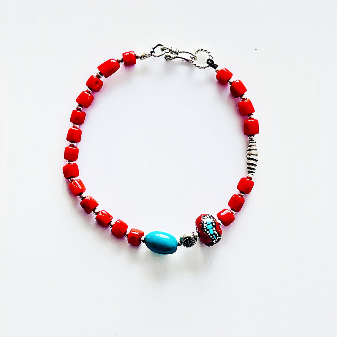 Red Coral Turquoise Bracelet