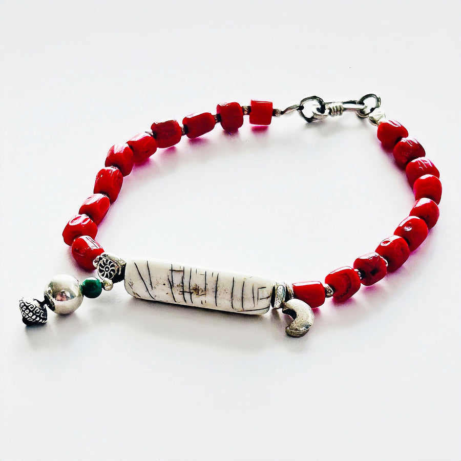 Red Coral Bone Bracelet