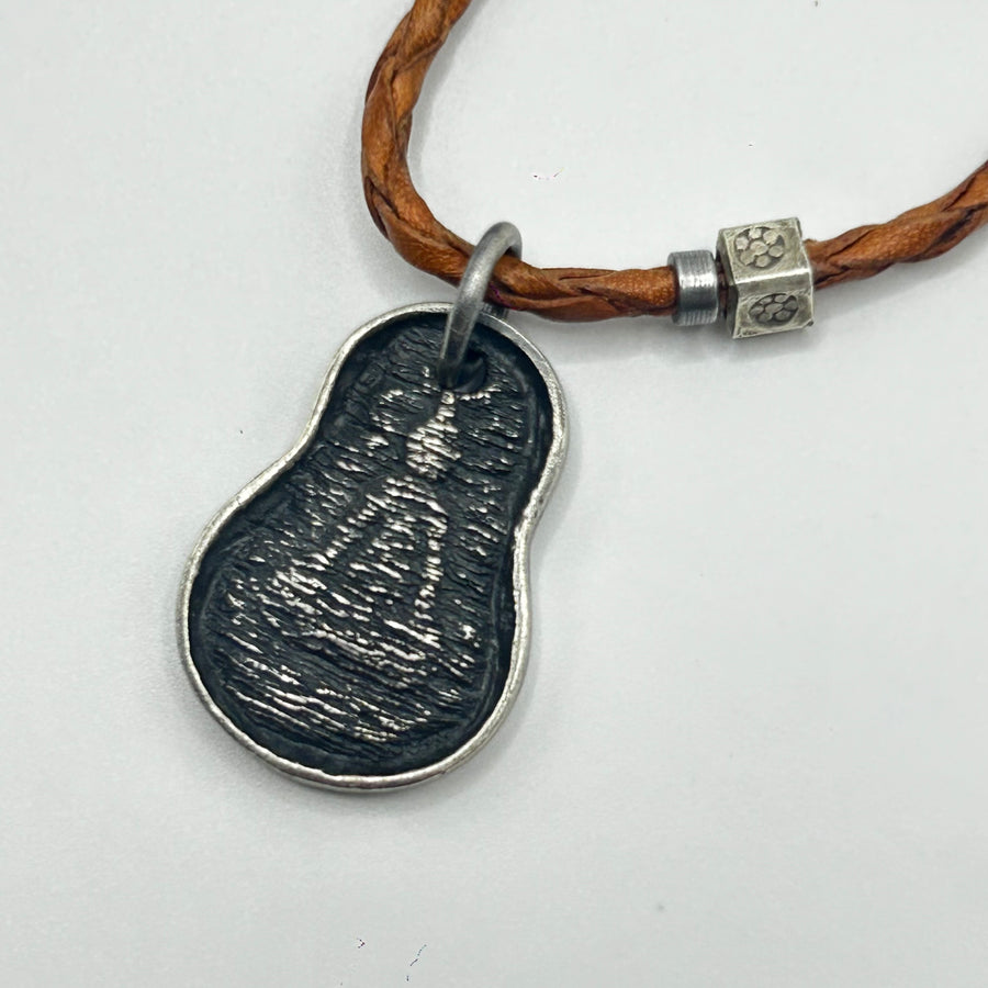 925 Silver Shakyamuni Leather Cord Necklace （925银释迦摩尼皮绳项链）