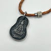 925 Silver Shakyamuni Leather Cord Necklace （925银释迦摩尼皮绳项链）