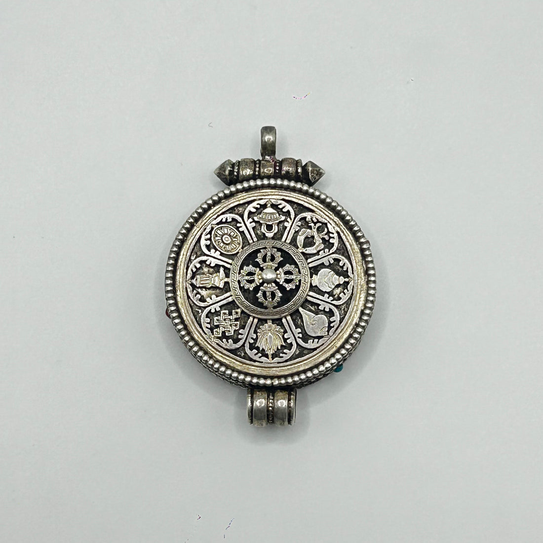 Silver Eight Auspicious Symbols Ghau Box