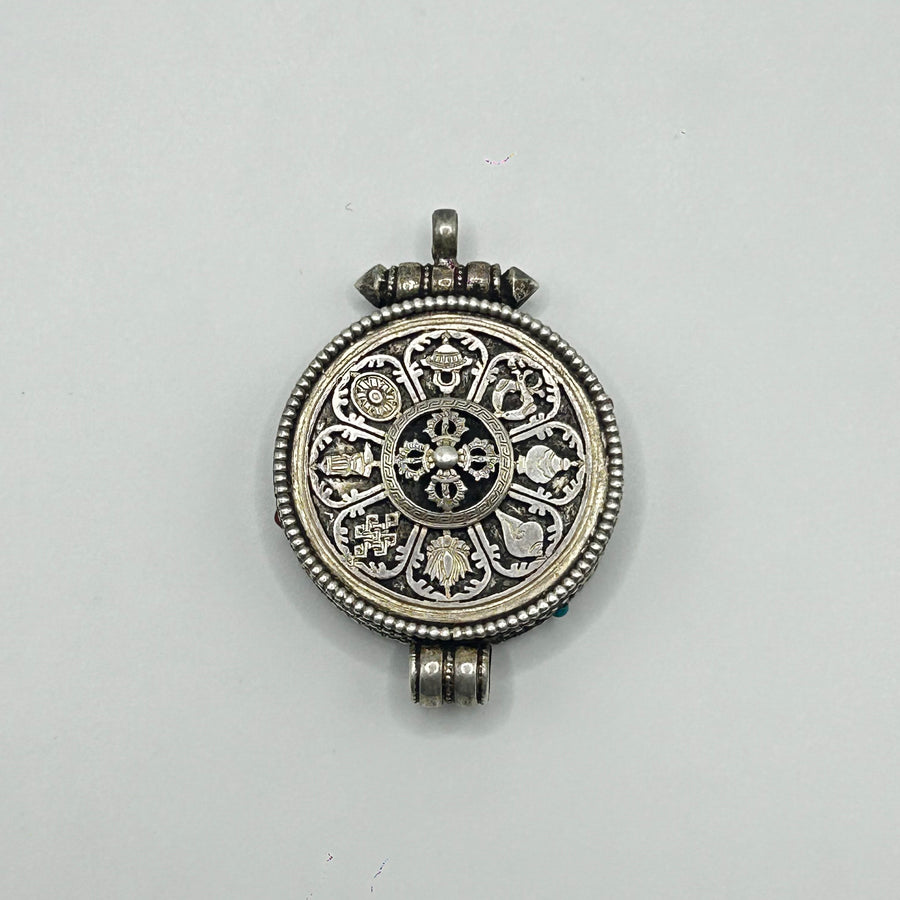 Silver Eight Auspicious Symbols Ghau Box