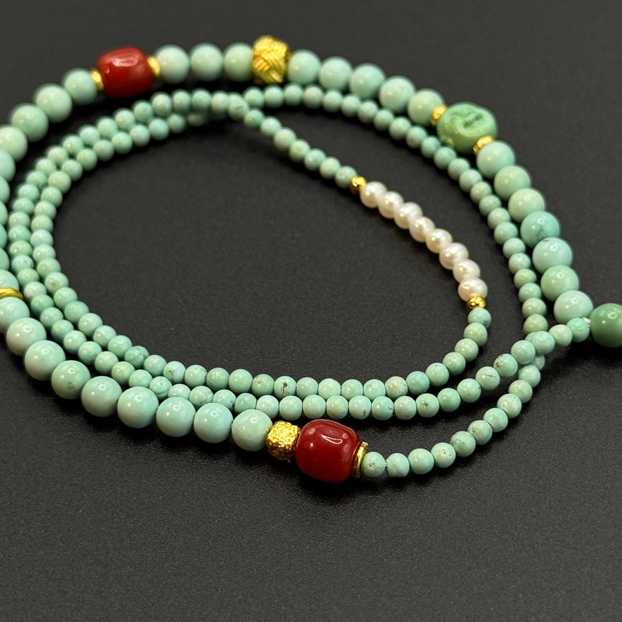 Natural Turquoise & South Red Agate Bracelet