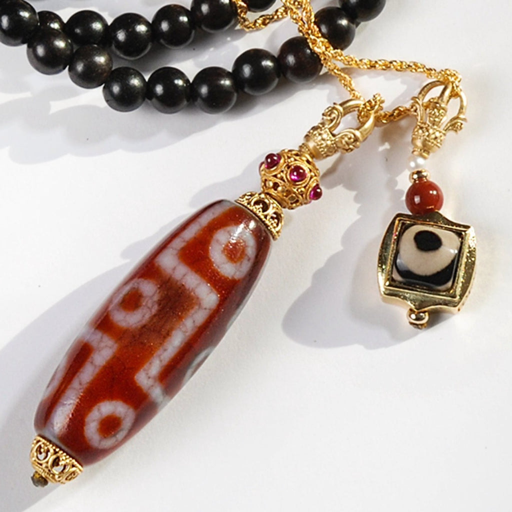 Nine-eyed Dzi Bead Necklace