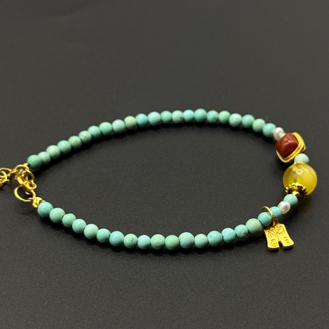 Turquoise and Amber Bracelet