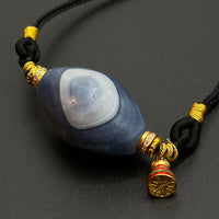 Dzi Bead Necklace (蓝沁达洛缠丝玛瑙天然佛眼）