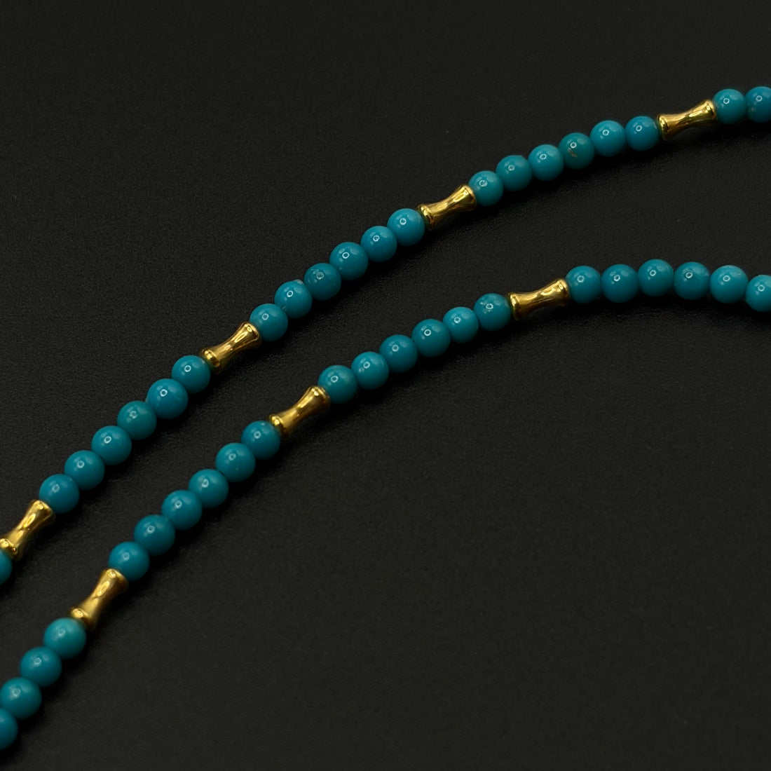 18K Turquoise Neckalce （暴力蓝原矿绿松石18K金项链）