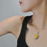 Old Amber Retro Silver Pendant - BTSAN PO