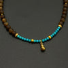 Natural Turquoise & Yingge Hainan Qi’nan Agarwood Necklace（暴力蓝原矿绿松石海南莺歌绿棋楠沉香项链）