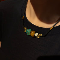 Old Tibetan Multi-Gem Necklace | Antique Amber & Old Turquoise （藏地老物件多宝项链老蜜蜡・老绿松石 牦牛骨）