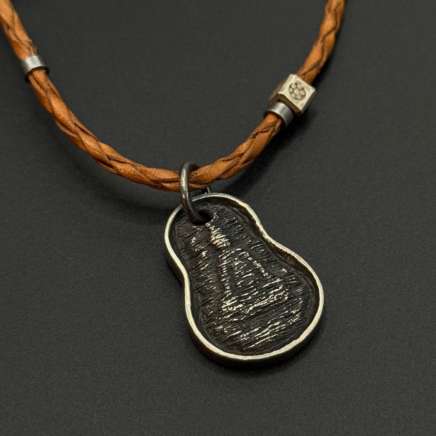 925 Silver Shakyamuni Leather Cord Necklace （925银释迦摩尼皮绳项链）