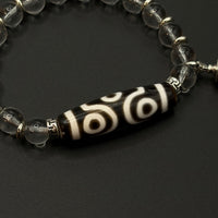 Six-Eye Dzi Bead & Himalayan Clear Quartz Bracelet
 （六眼天珠喜马拉雅白水晶手串）