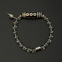 Five-Eye Dzi Bead & Himalayan Clear Quartz Bracelet
 （五眼天珠喜马拉雅白水晶手串）
