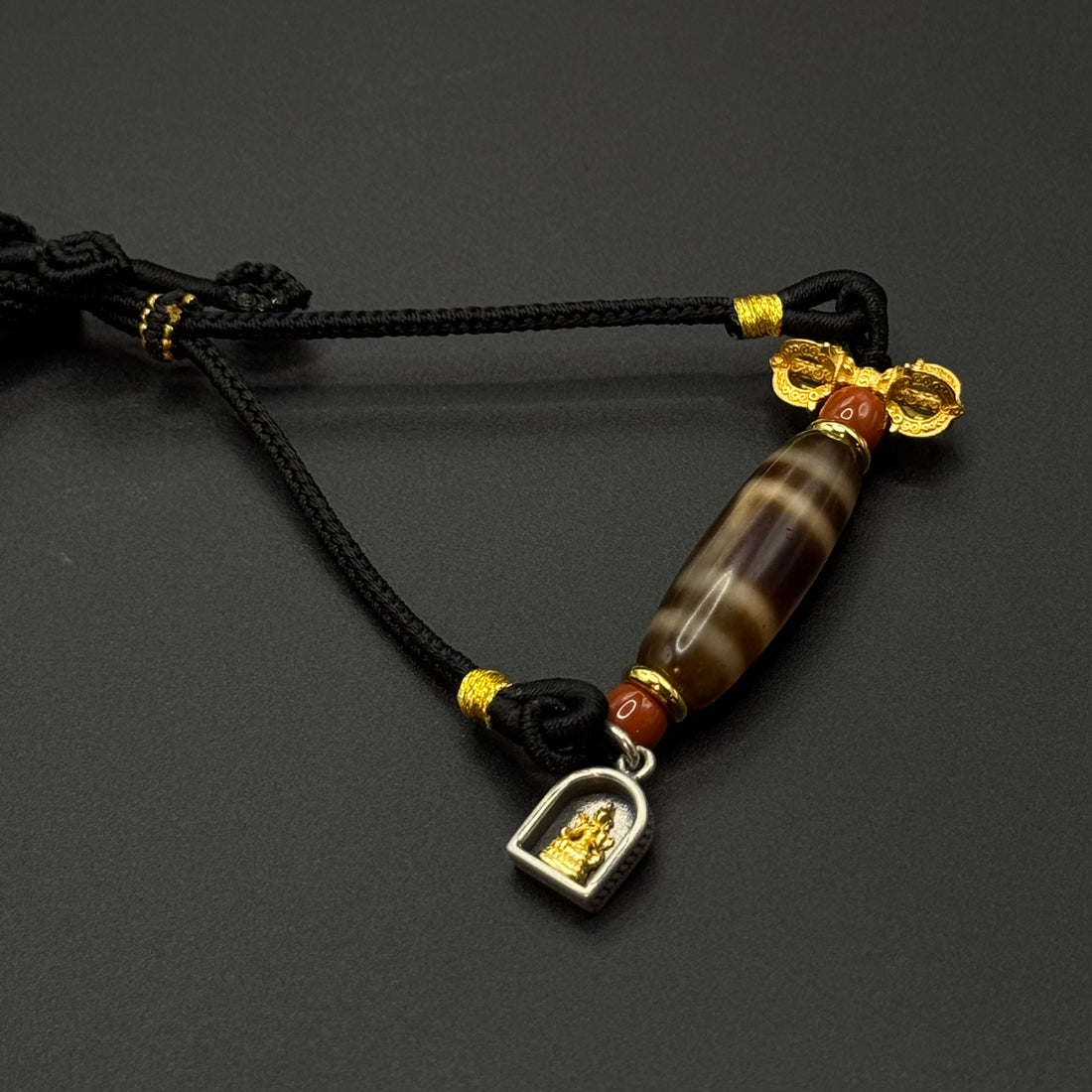 Dzi Bead & Vaja & greentara Necklace (天地珠 &金刚杵&绿度母&南红）