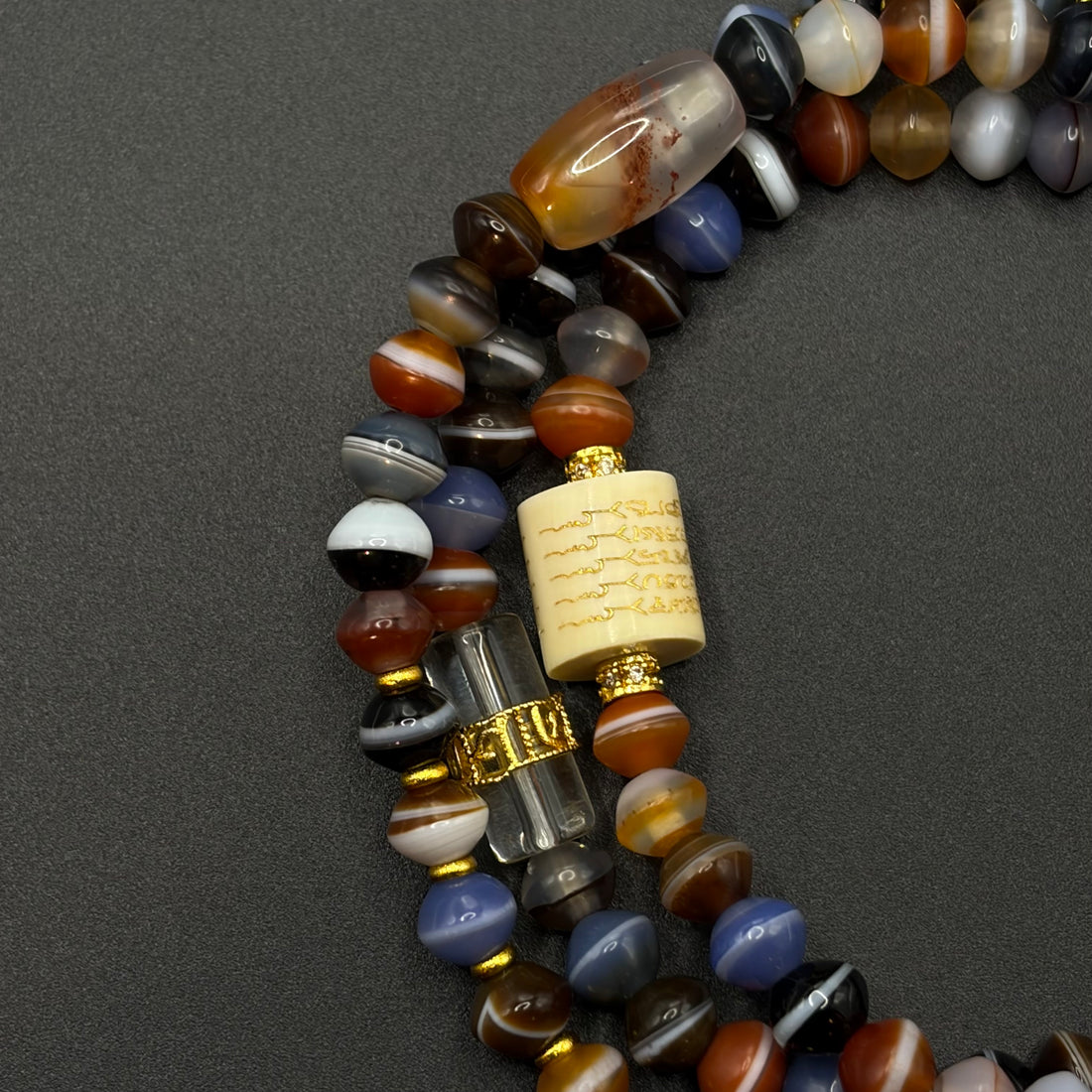 One-Line Medicine Dzi Bead 108 prayer beads(天然一线药师天珠108颗)