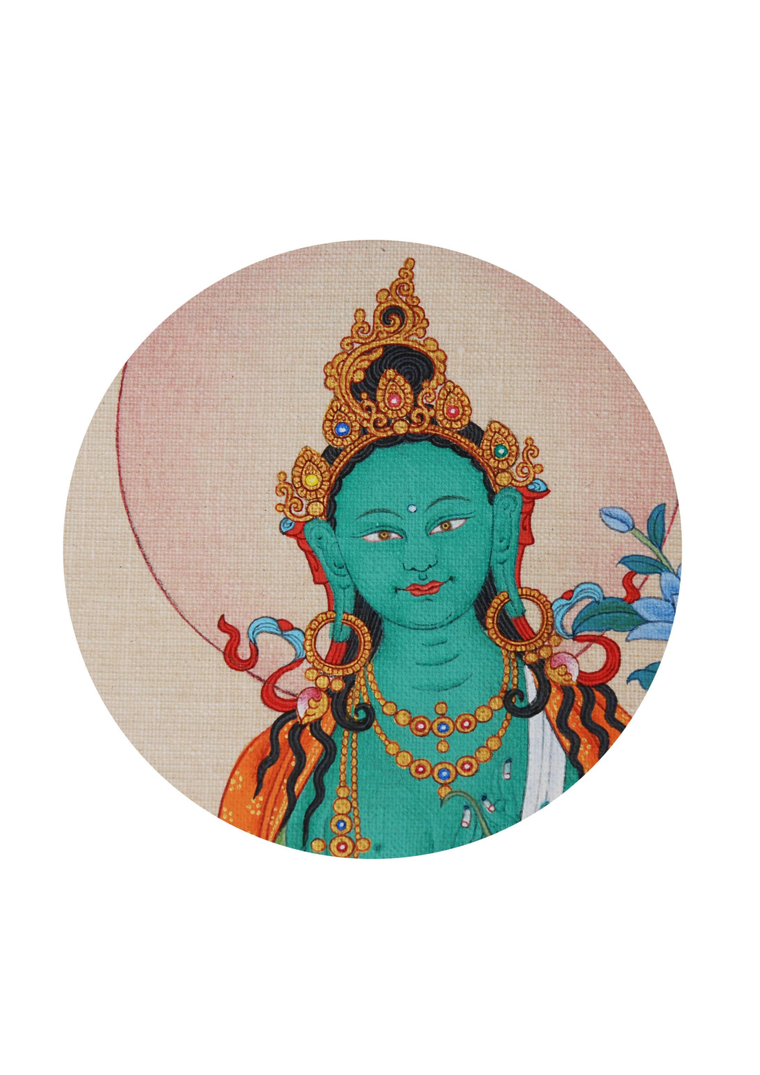 Bodhisattva Tara Green Thangka Painting Rare Item