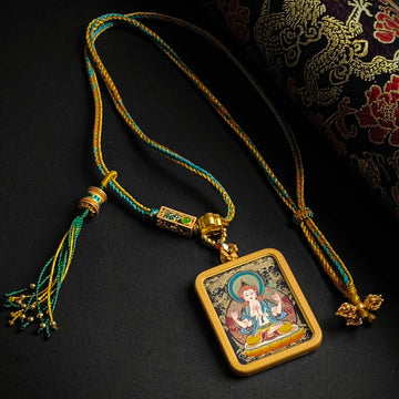 Four-armed Guanyin Square Pendant Thangka