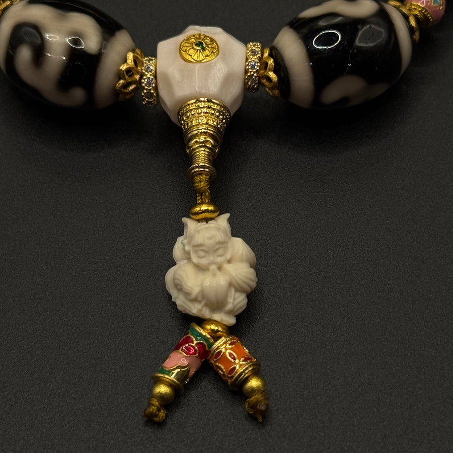 Tara Dzi Bead & Nine-tailed Fox Bracelet(双度母达洛天珠+猛犸牙九尾狐）