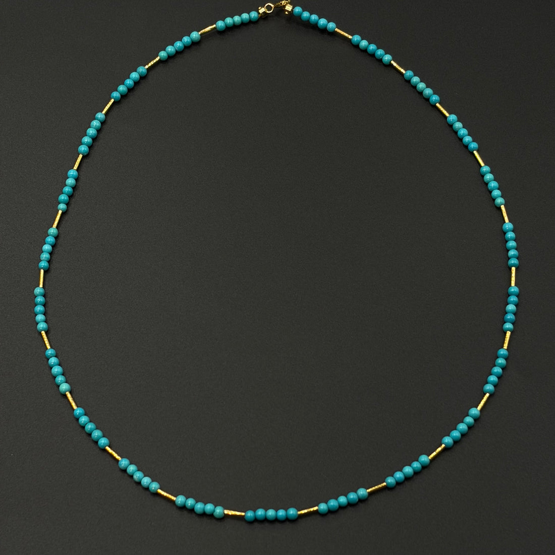 18K Turquoise Neckalce （暴力蓝原矿绿松石18K金项链）