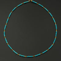 18K Turquoise Neckalce （暴力蓝原矿绿松石18K金项链）