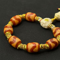 TigerTooth Dzi bead & Green tara Bracelet （虎牙天珠配猛犸雕刻绿度母手串）