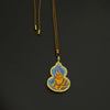 Jambhala-yellow & OM Seed Syllable Gourd Thangka（黄财神&种子字双面葫芦唐卡）