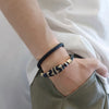 Tiger's Teeth Dzi Bead Two-Ring Bracelet