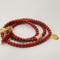 Southred Agate 108 beads(满色满肉南红玛瑙108颗 +猛犸牙五条经文+银镀金无相观音 +驼骨三通）