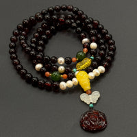 Succinum Amber 4-Ring Peony Flower Bracelet