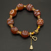 Himalayan Pink Dzi Bead Bracelet (达洛天珠手串葫芦吊坠）
