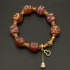 Himalayan Pink Dzi Bead Bracelet (达洛天珠手串葫芦吊坠）