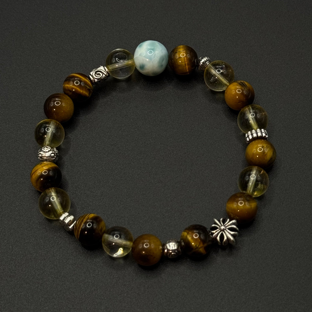 Tiger’s Eye, Citrine & Larimar Design Bracelet