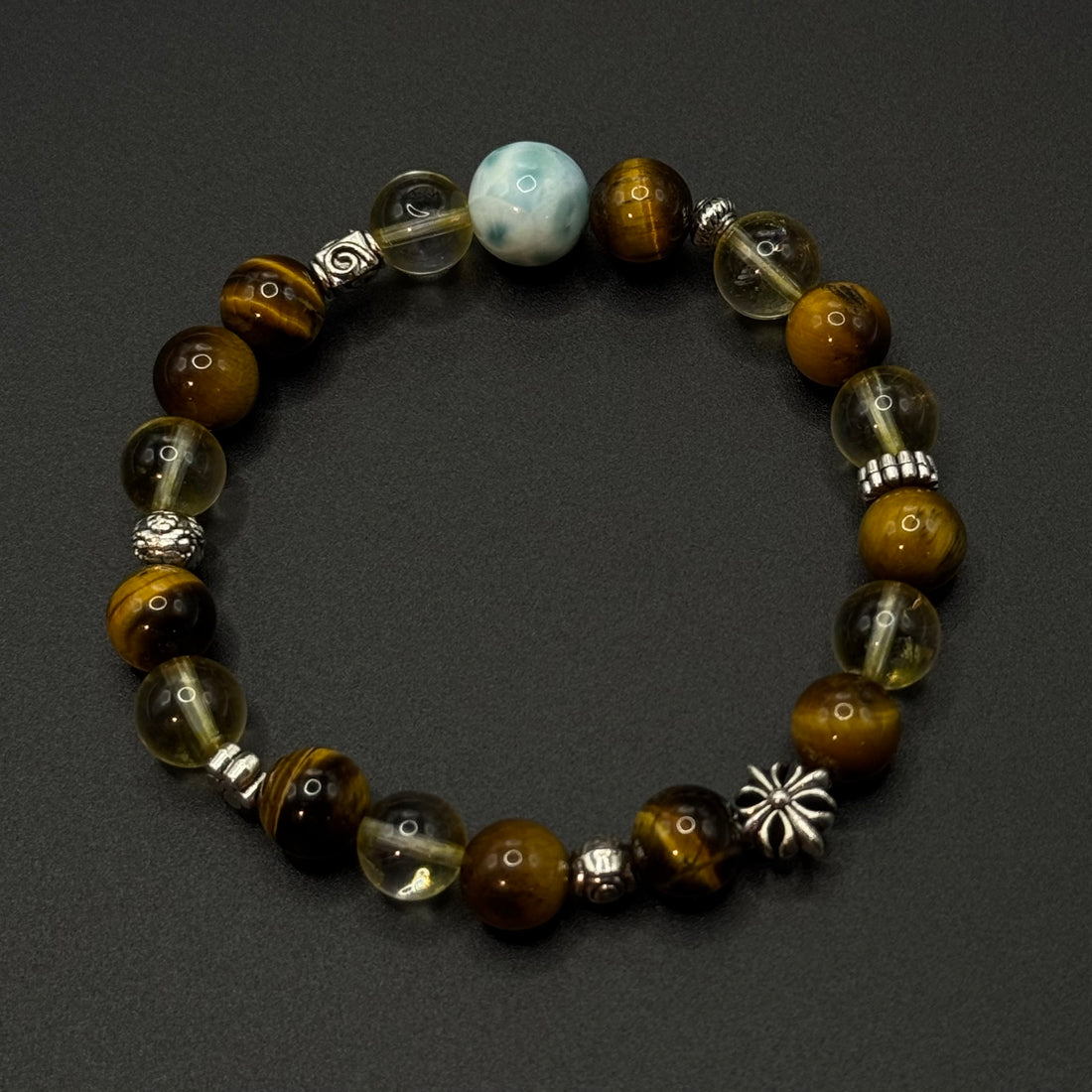 Tiger’s Eye, Citrine & Larimar Design Bracelet