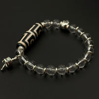 Four-Eye Dzi Bead & Himalayan Clear Quartz Bracelet（地门四眼喜马拉雅白水晶手串）
