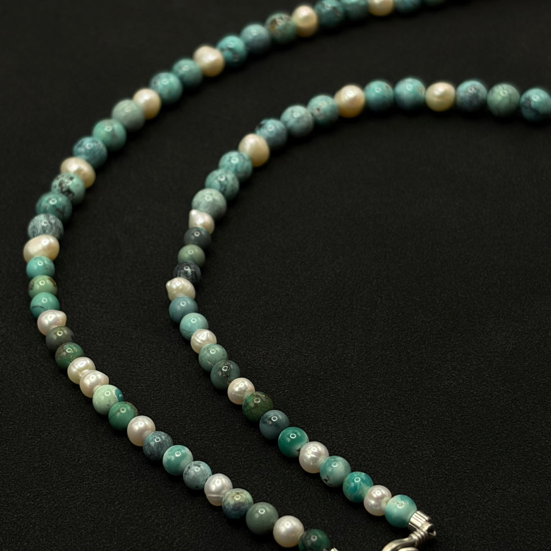 Turquoise & Baroque Pearl Necklace（原矿绿松石巴洛克珍珠项链）