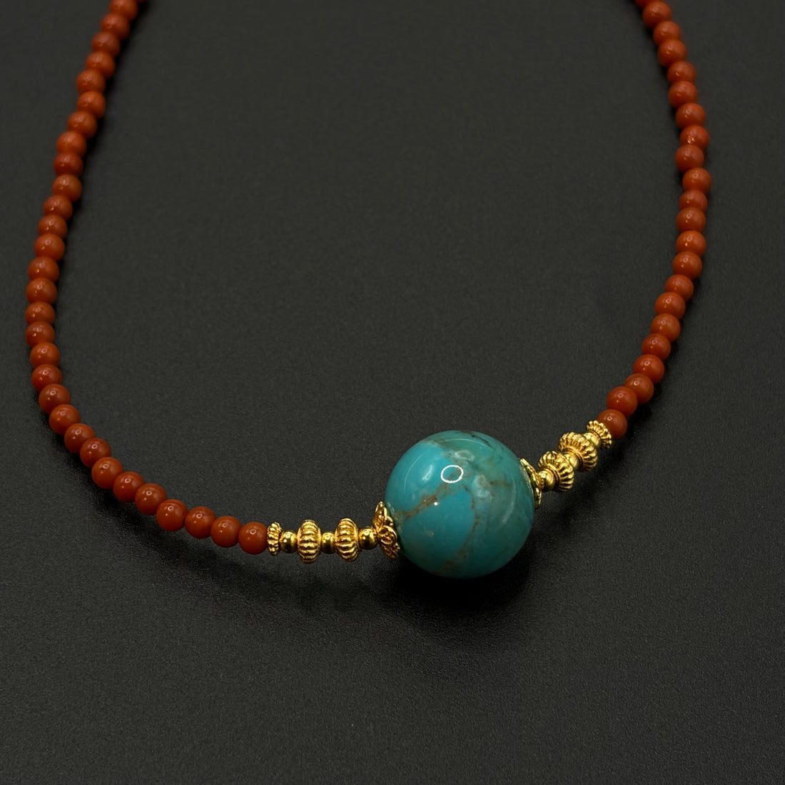 Southred Agate & Turquoise Necklace （南红原矿绿松项链）