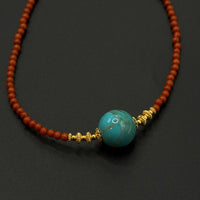Southred Agate & Turquoise Necklace （南红原矿绿松项链）