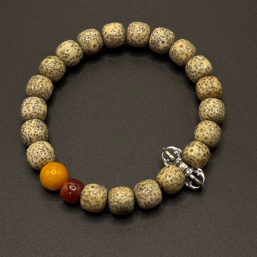 Star and Moon Bodhi & Amber &Southred Agate Bracelet (星月菩提玉石料&鸡油黄蜜蜡&南红&金刚杵手串）