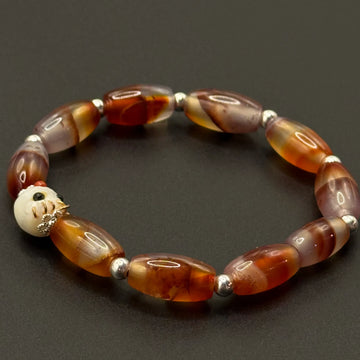 Dzi Bead Agate Bracelet（天然缠丝玛瑙天珠手串+淡水珍珠阿呆）