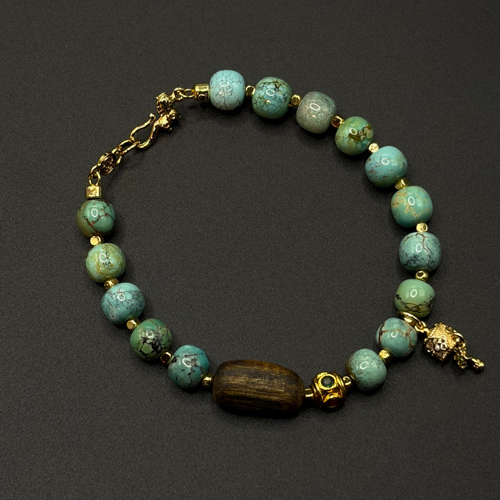 Turquoise & Agarwood Bracelet （原矿绿松石沉香手链）