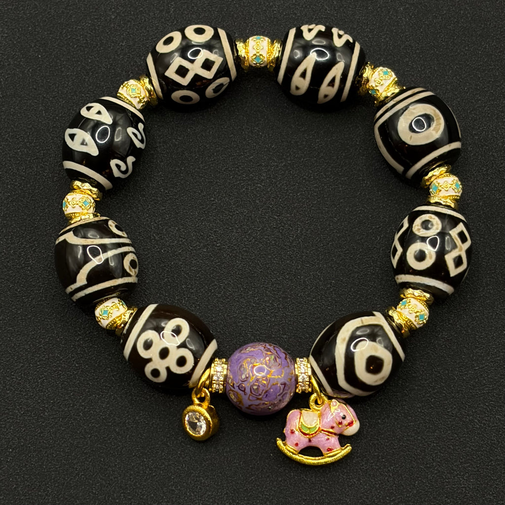 Multi-Treasure Dzi Bracelet
（小木马达洛多宝天珠手串）