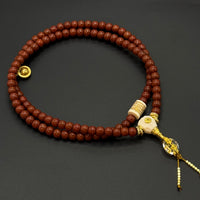 Southred Agate 108 beads（锦红南红老型珠 108 颗&猛犸五条经文&驼骨三通&白水晶背云）