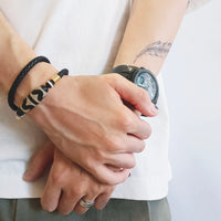 Tiger's Teeth Dzi Bead Two-Ring Bracelet
