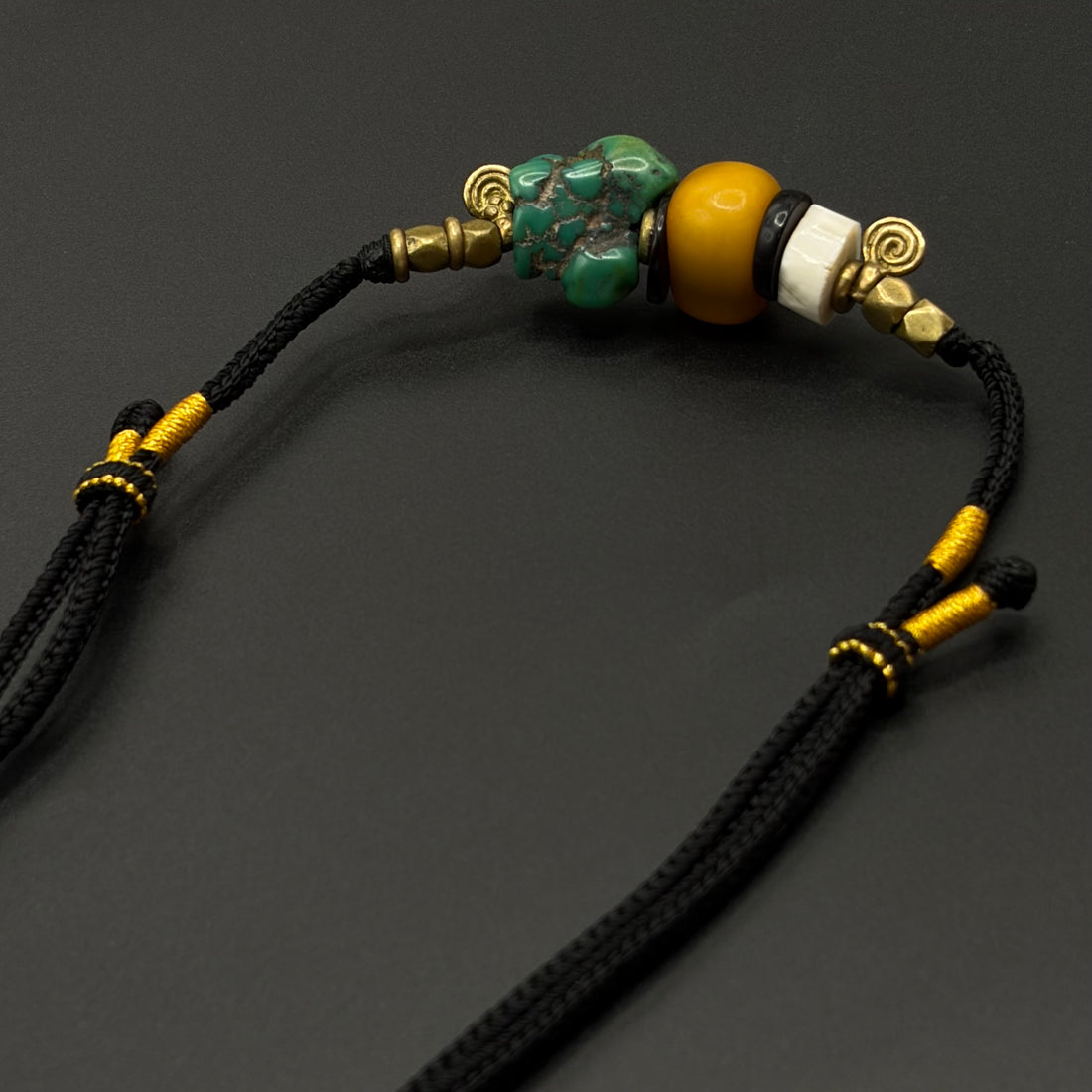 Old Tibetan Multi-Gem Necklace | Antique Amber & Old Turquoise （藏地老物件多宝项链老蜜蜡・老绿松石 牦牛骨）