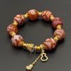 Himalayn Pink Dzi Bead Bracelet (达洛天珠手串葫芦吊坠）