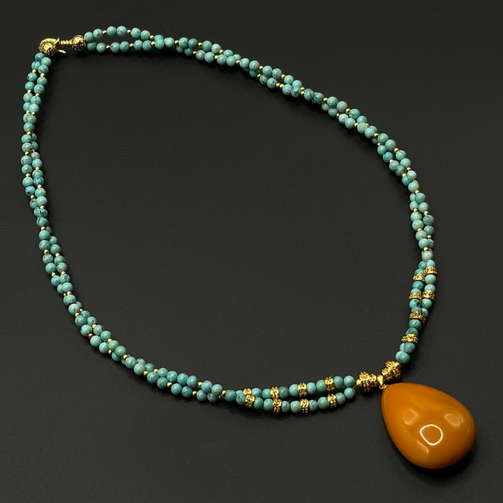 Turquoise Amber Necklace （原矿绿松石蜜蜡项链）