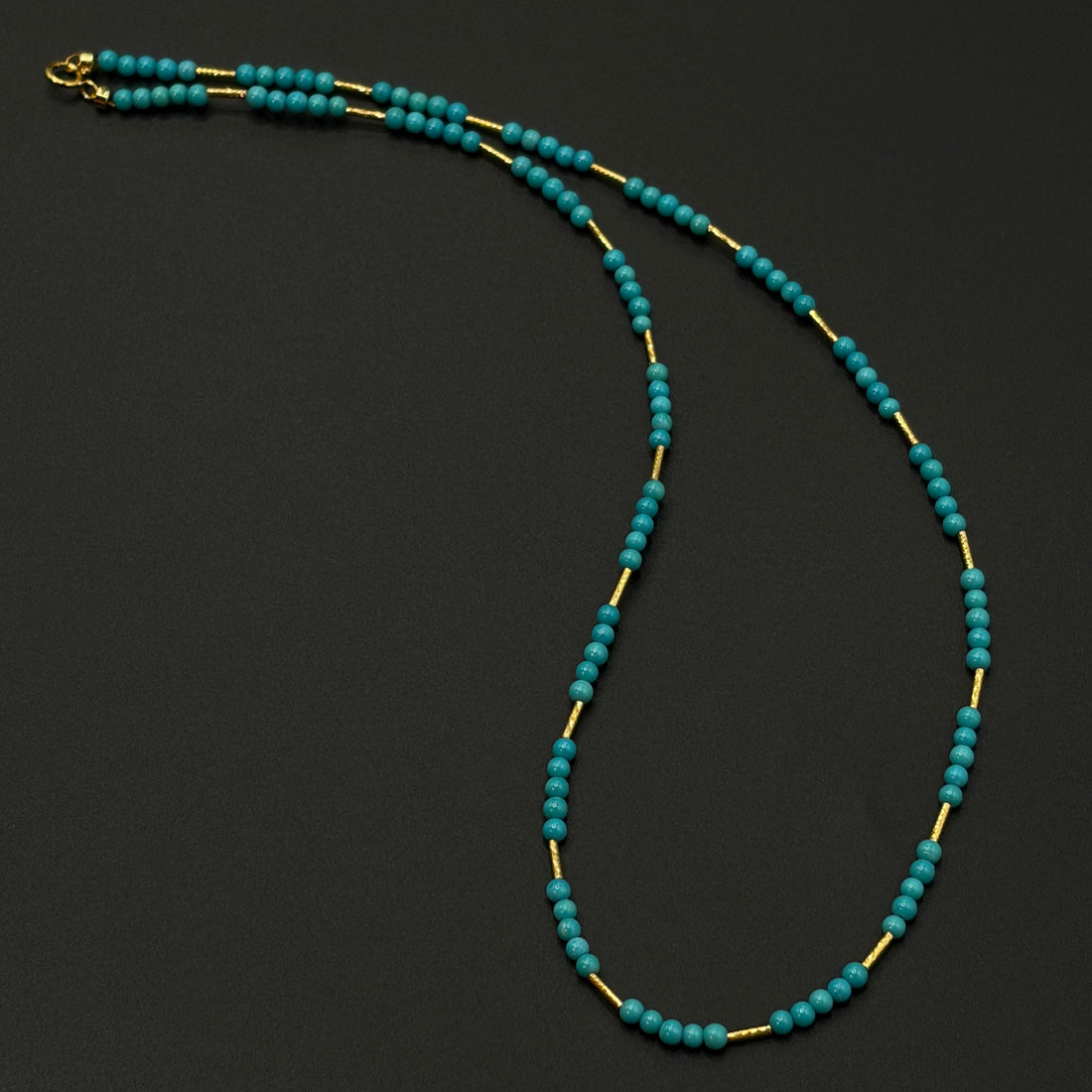 18K Turquoise Neckalce （暴力蓝原矿绿松石18K金项链）