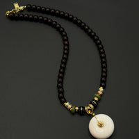 Ivory Jade & Indian Rosewood Necklace （象牙与小叶紫檀颈链）