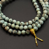 Turquoise 108 beads （蓝网花原矿绿松石108颗）
